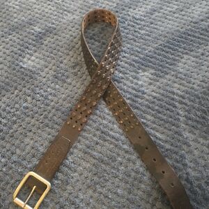 John Varvatos Dark Brown Tooled Belt